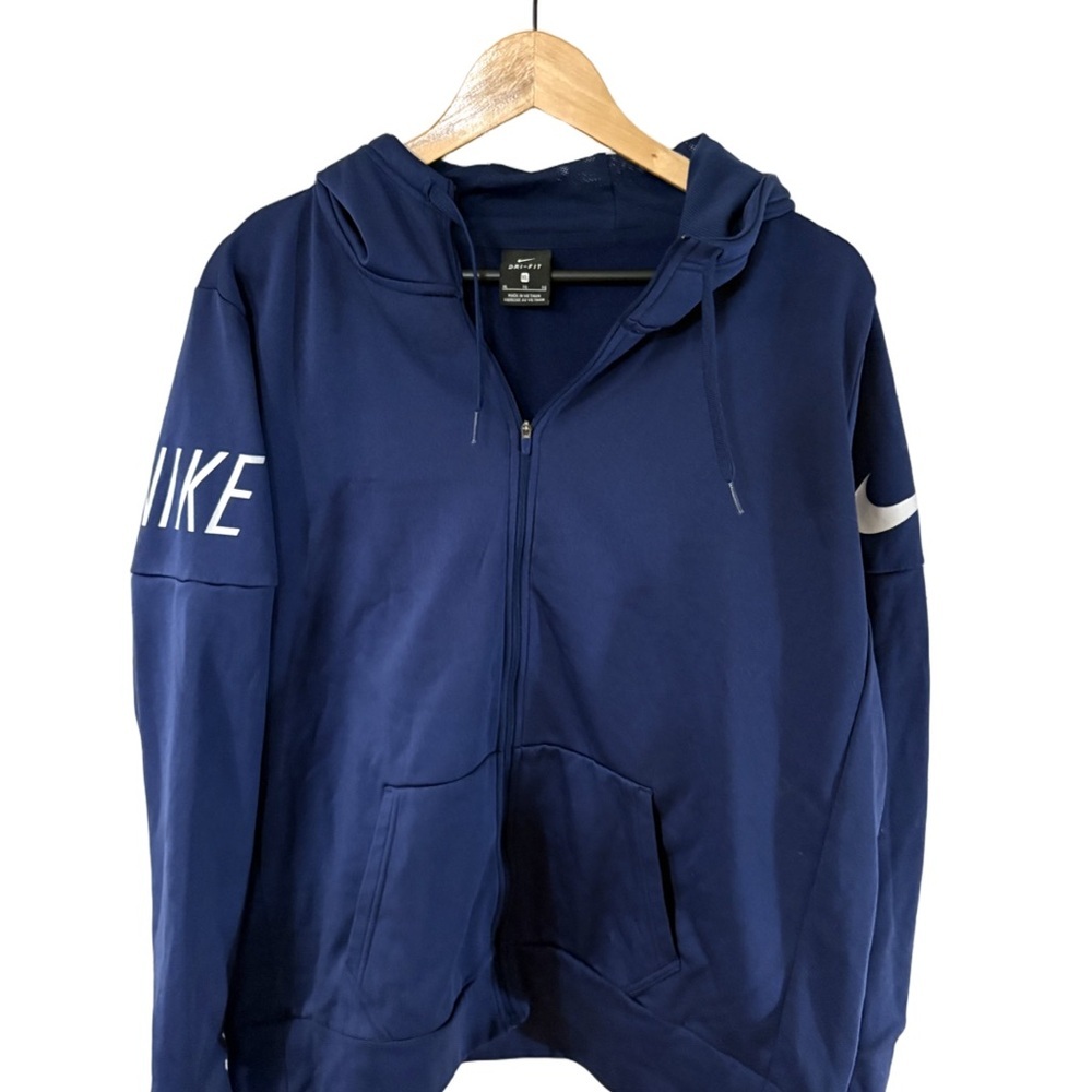 Nike Men’s Dri-FIT Navy Full Zip Hoodie Sweatshirt | Size XL